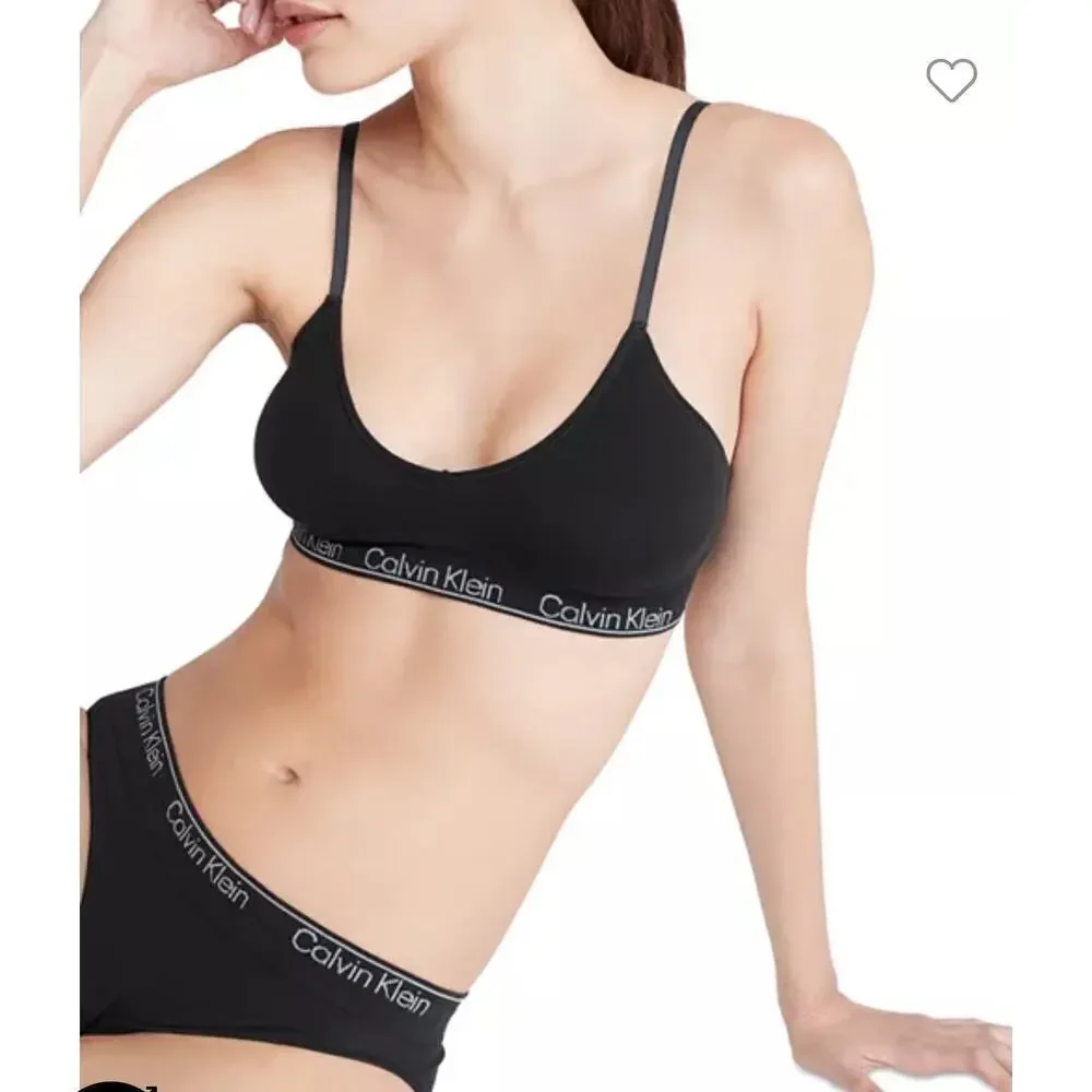 Calvin Klein Modern Cotton Unlined Bralette Bra Adjustable Black Size XS NWT